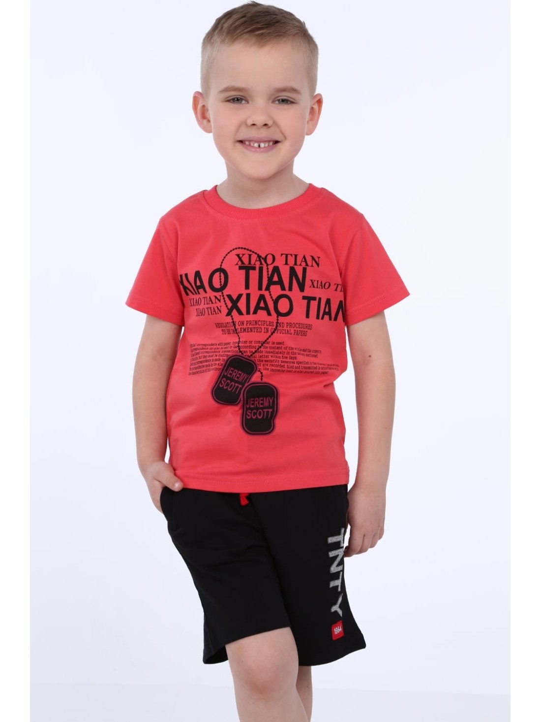 Jungen-T-Shirt mit Korallenaufdruck NDZ4489 – Online-Shop – Boutique